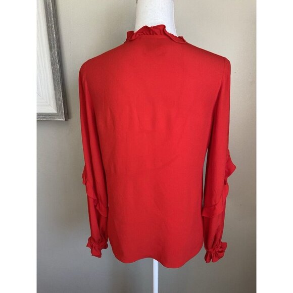 Alexis Shirt Blouse Red Ruffle Long Sleeve Size Extra Small XS - Picture 2 of 5